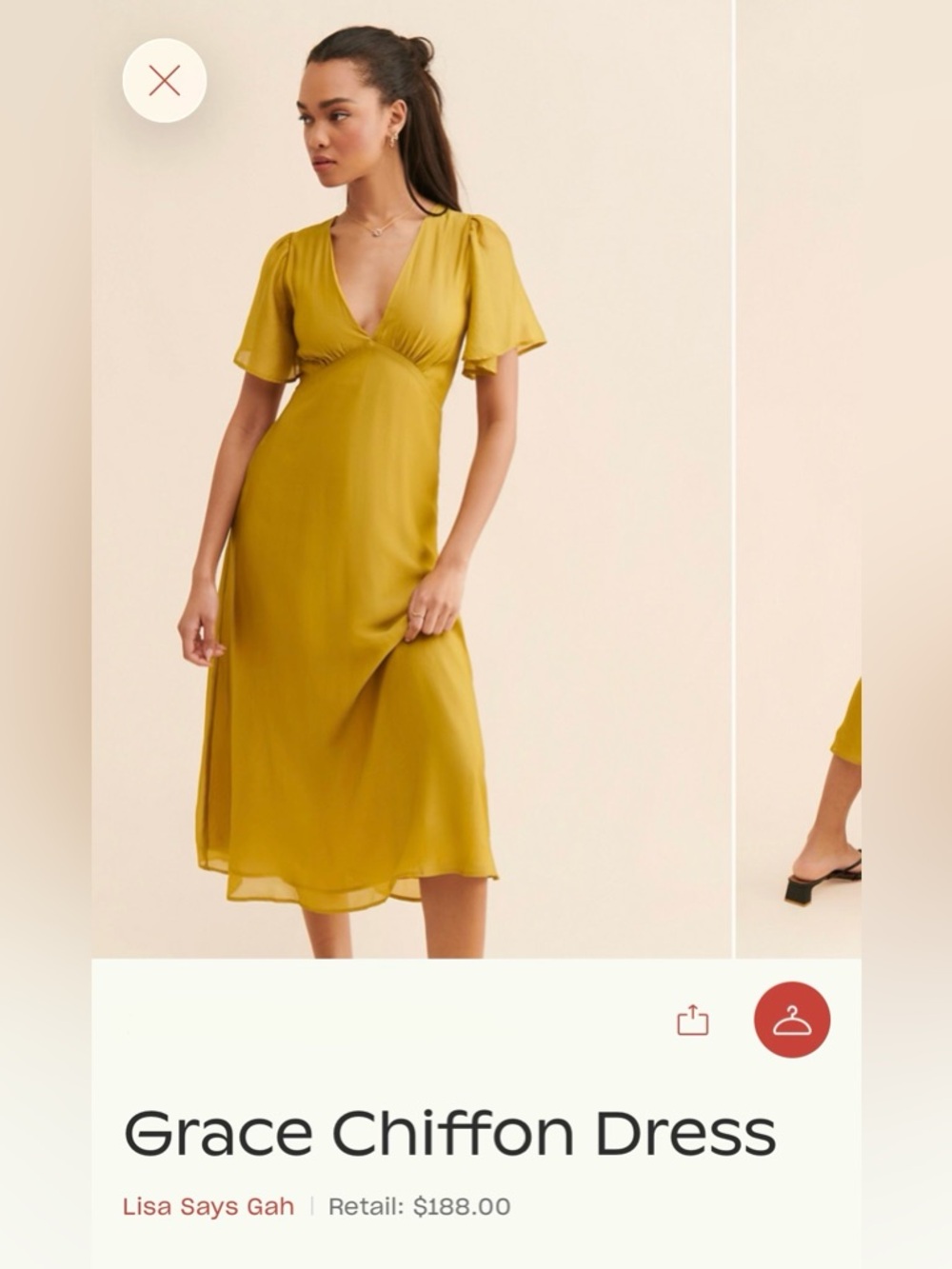 Lisa Says Gah Grace Chiffon Midi Dress XS in Chartreuse